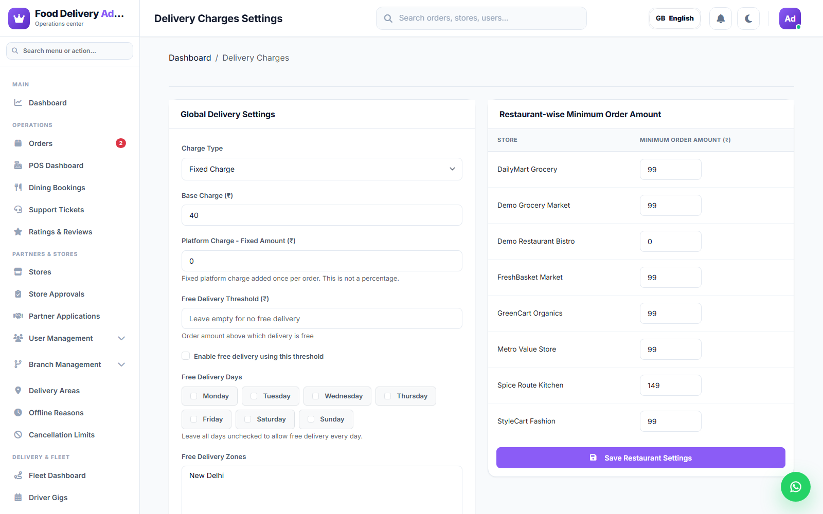 Delivery Charges